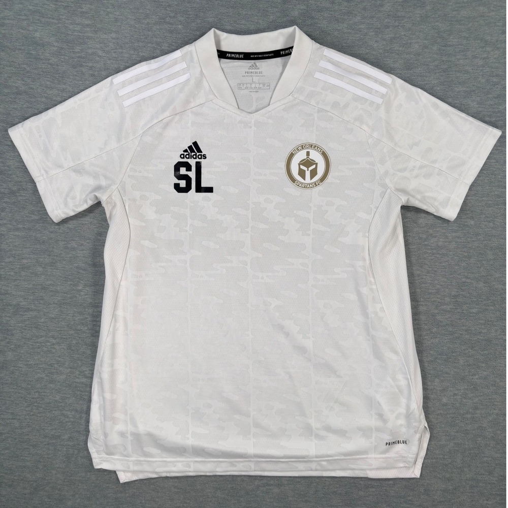 Adidas Primeblue New Orleans Spartans FC Soccer Jersey Mens Large White Camo SL